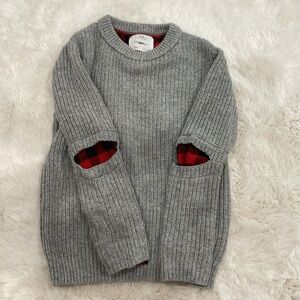 Zara kids knit sweater with checkered flannel elbows